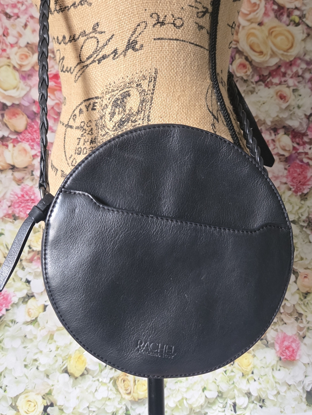Rachel Roy Black Circle Round Vegan Leather Crossbody